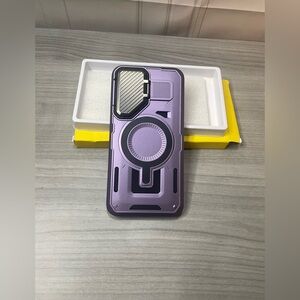 Samsung Galaxy S24 FE Rugged Case Purple w/ Kickstand + Magnetic Ring